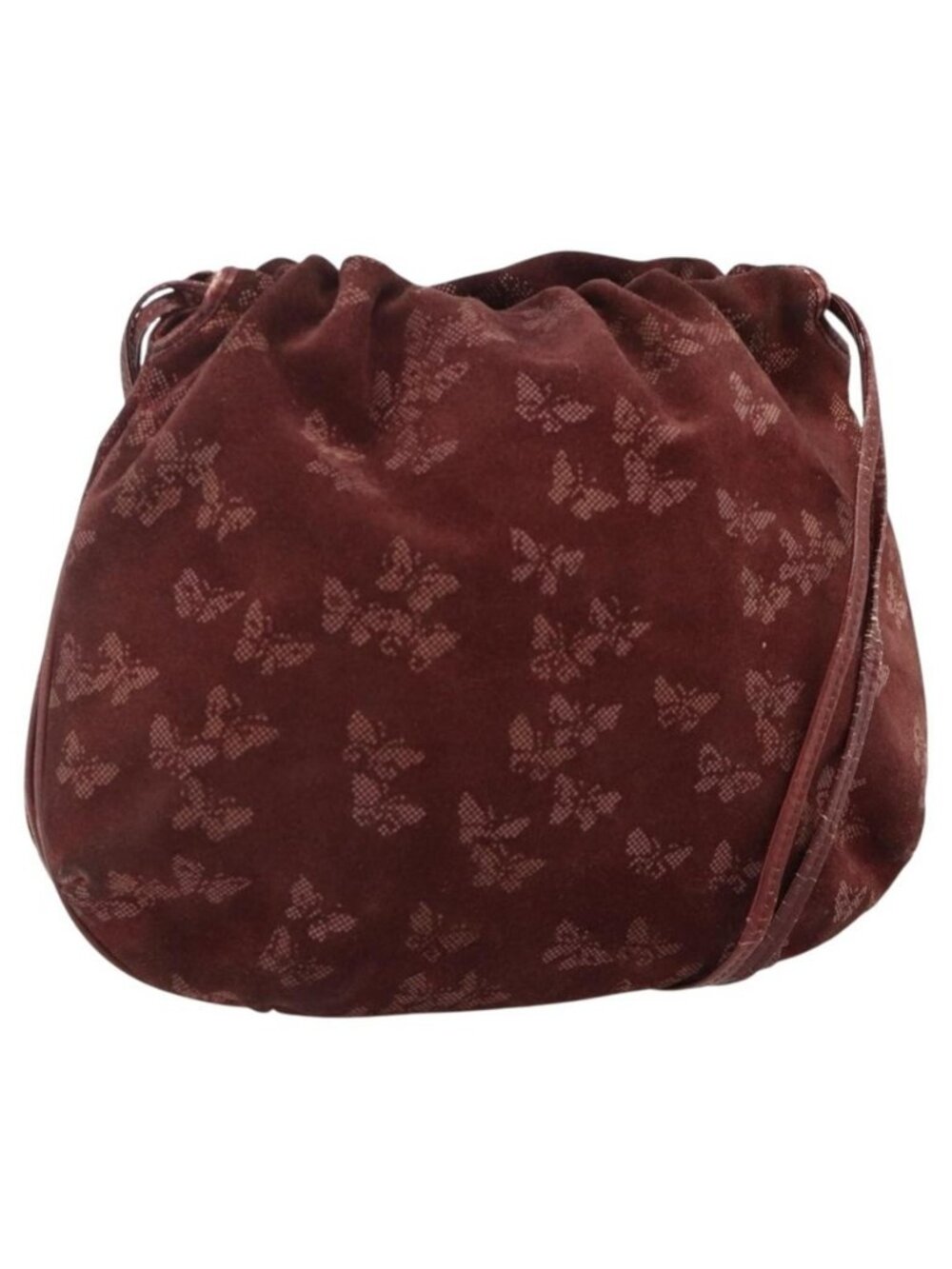 Authentic BOTTEGA VENETA Shoulder Bag Suede Bordeaux Gold
